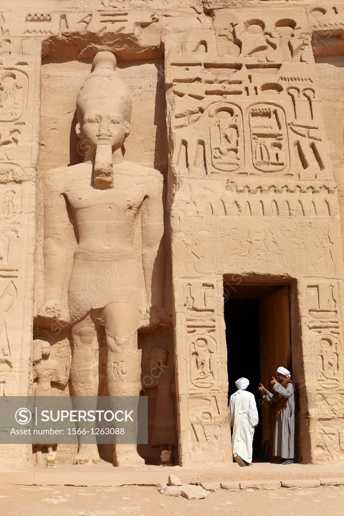 Entrance to the Temple of Queen Nefertari at Abu Simbel on the shore of Lake Nasser, Egypt, Unesco