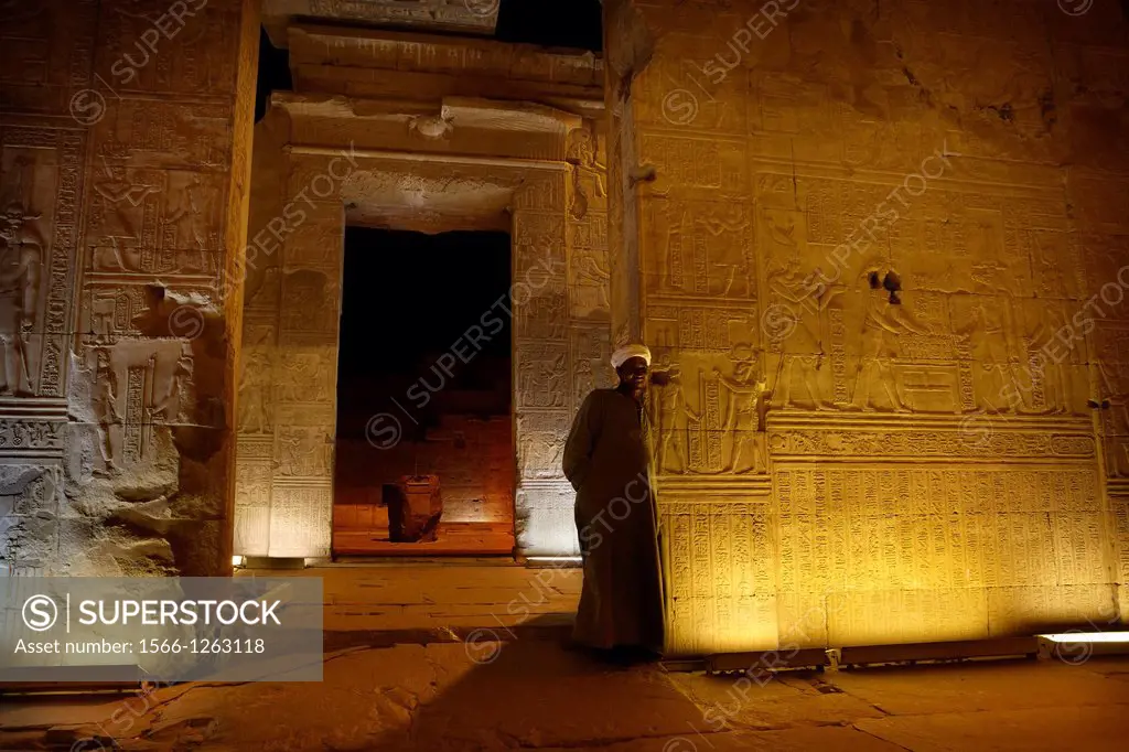 Egypt - Kom Ombo, Nubian inside the Temple of Sobek, a Crocodile Temple, South Egypt