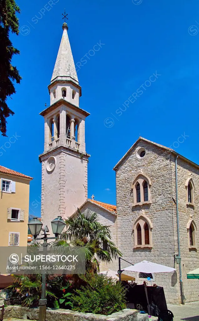 Church in the center of the old walled town of Budva, Montenegro