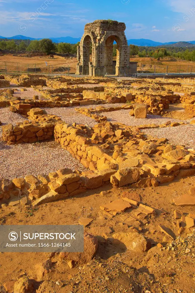 Roman arch of Caparra 1st-2nd century AD, Caparra, Zarza de Granadilla, Silver Route, Via de la Plata, Caceres province, Extremadura, Spain