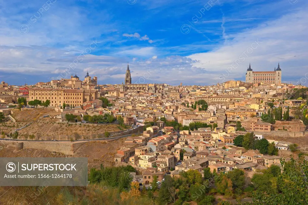 Toledo, Old town, Alcazar, Cahedral, UNESCO World Heritage site, Castilla la Mancha, Spain.
