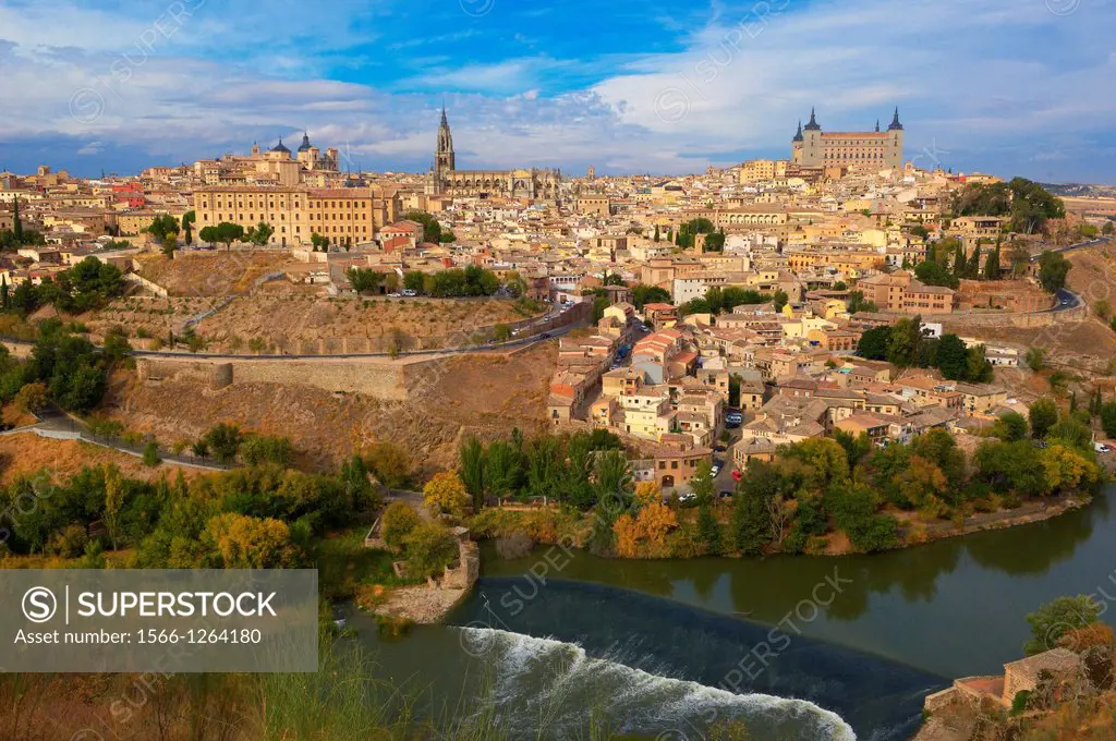 Toledo, Old town, Tagus river, Alcazar, Cahedral, UNESCO World Heritage site, Castilla la Mancha, Spain.