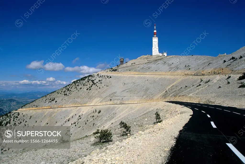 twisting road to the summit of the Mont Ventoux, Vaucluse department, Provence-Alpes-Cote d´Azur region, southeast of France, Europe
