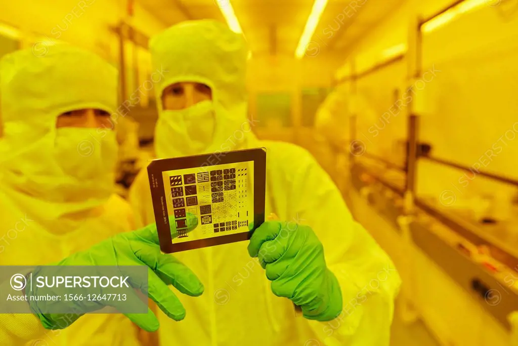 Photomask, Photolithography Room, Photolithography mask. Cleanroom. Nanotechnology. Laboratory. CIC nanoGUNE Nano science Cooperative Research Center....