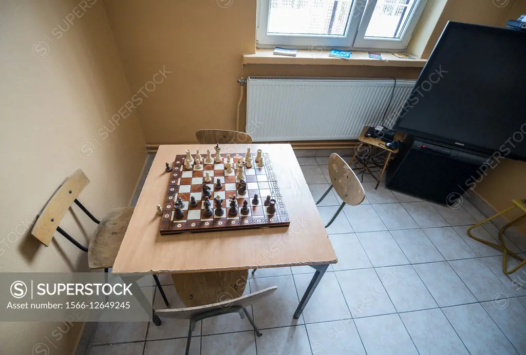 common room in Bialoleka Prison and Correctional Facility in Warsaw, Poland.