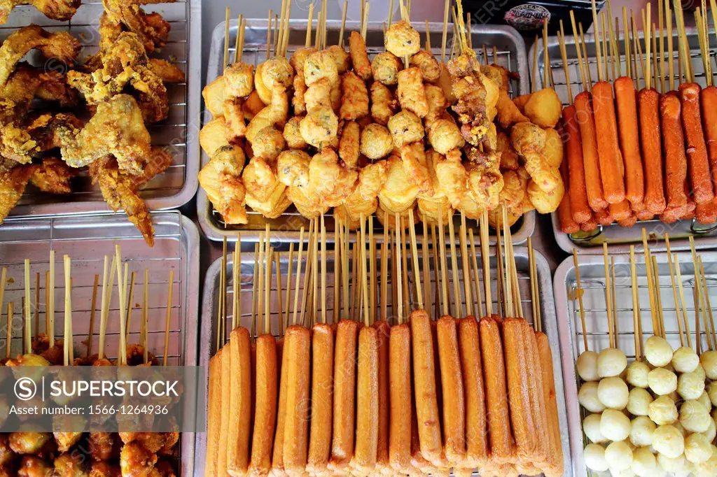 Street food skewers, asia