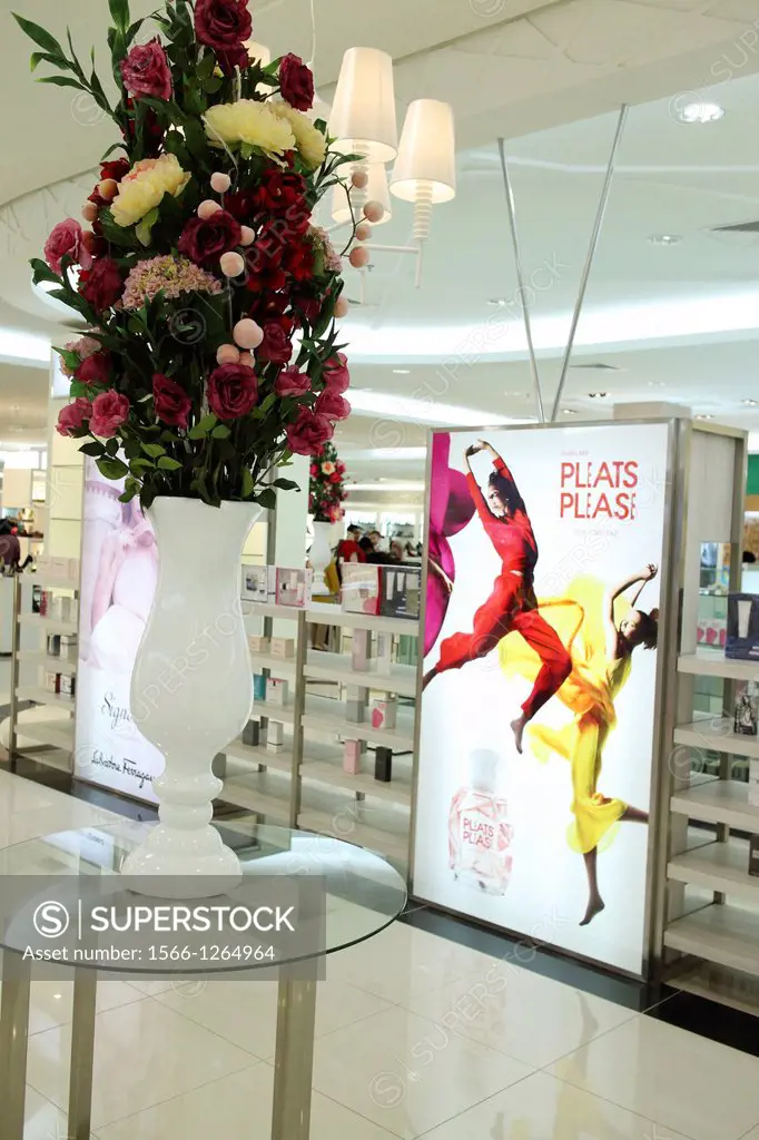 Decoration in department stall, perfume products.