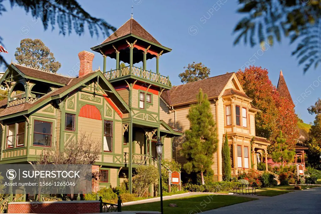 Bushyhead House and Sherman Gilbert House, victorian architecture of Heritage Park, San Diego, California, United States of America, USA