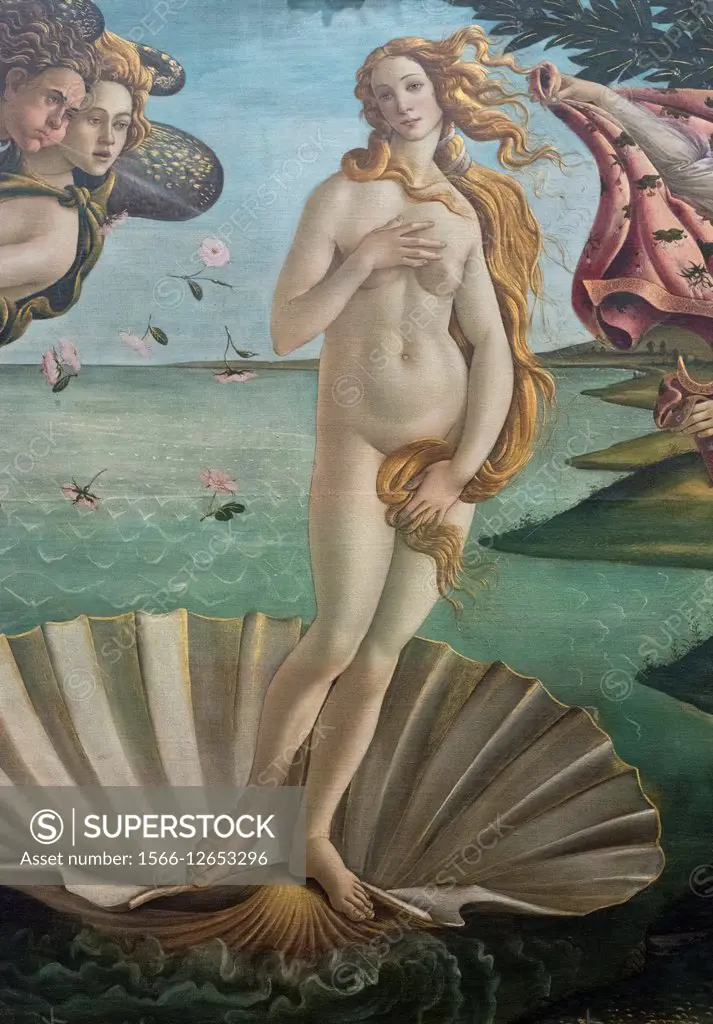 Florence. Italy. Uffizi Gallery. Birth of Venus (c. 1484) by Sandro Botticelli. Nascita di Venere.