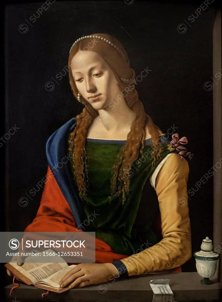 Rome. Italy. Saint Mary Magdalene Reading by Piero di Cosimo (1501), tempera on panel. Galleria Nazionale d´Arte Antica. Palazzo Barberini.