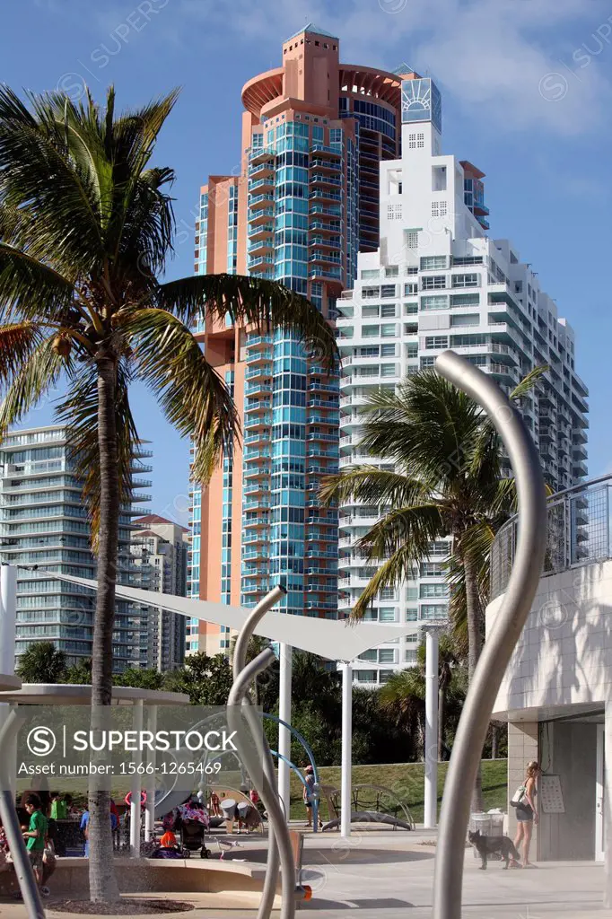 Tall buildings in South Beach, Miami Beach, Florida, USA