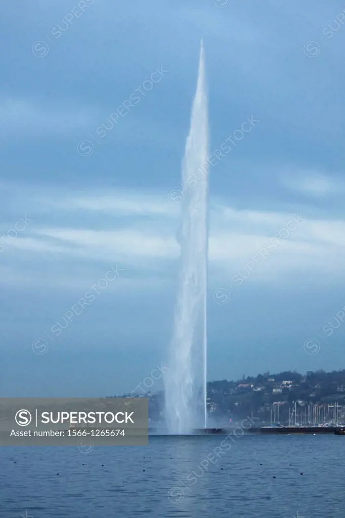 Jet of water from the city of Genève, Canton of Genève, Switzerland.