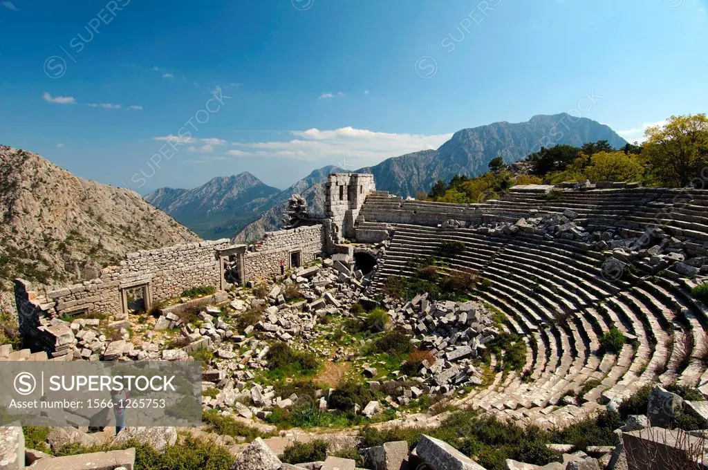 Theater, Antique city of Termesos Termessus Taurus Mountain, Turkey, Western Asia