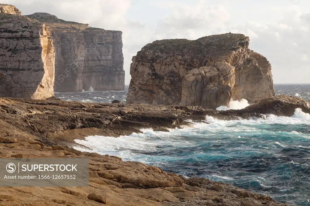 Fungus rock. Azure Window. Gozo Isle. Malta. Europe.