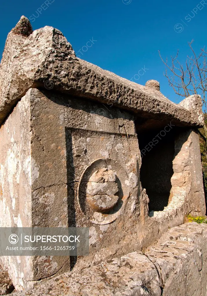 Lycian sarcophagus, Antique city of Termesos Termessus Taurus Mountain, Turkey, Western Asia
