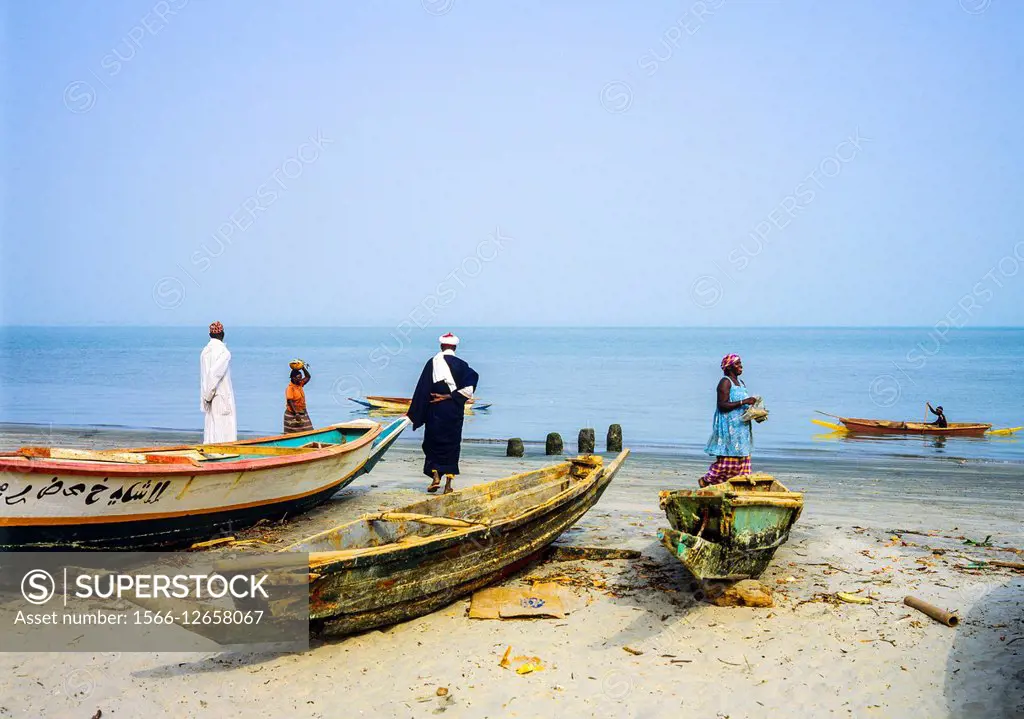 Beached fishing boats, Gambia, West Africa.