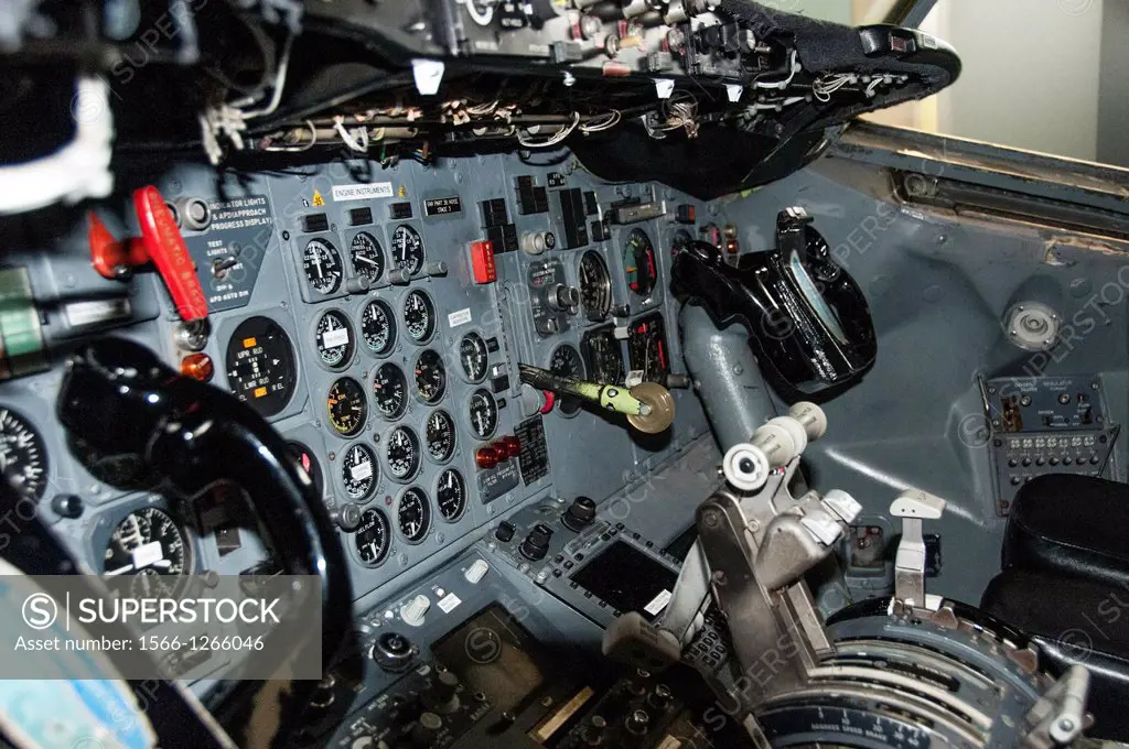 View of older airplane cockpit