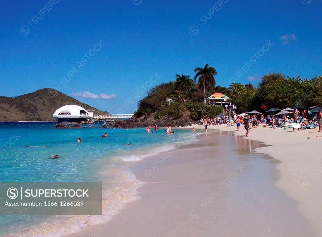 An underwater viewing platform at Coki Beach on the Caribbean island of St  Thomas, U S  Virgin Islands