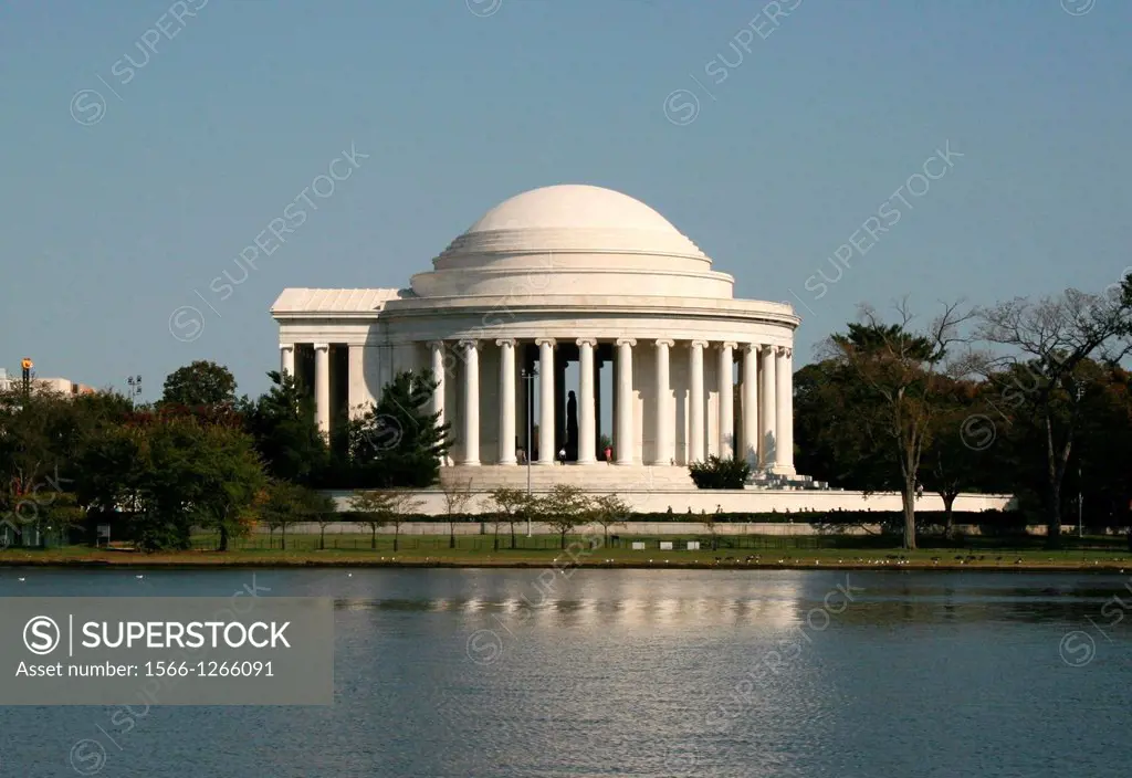 The Thomas Jefferson Memorial along the Tidal Basin in Washington, DC