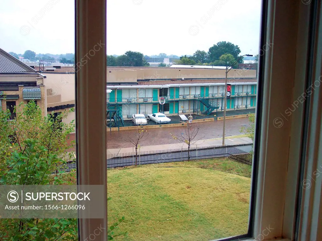 This is the view of the Lorraine Motel in Memphis, Tennessee from the window that Dr  Martin Luther King´s assassin, James Earl Ray, fired the fatal s...