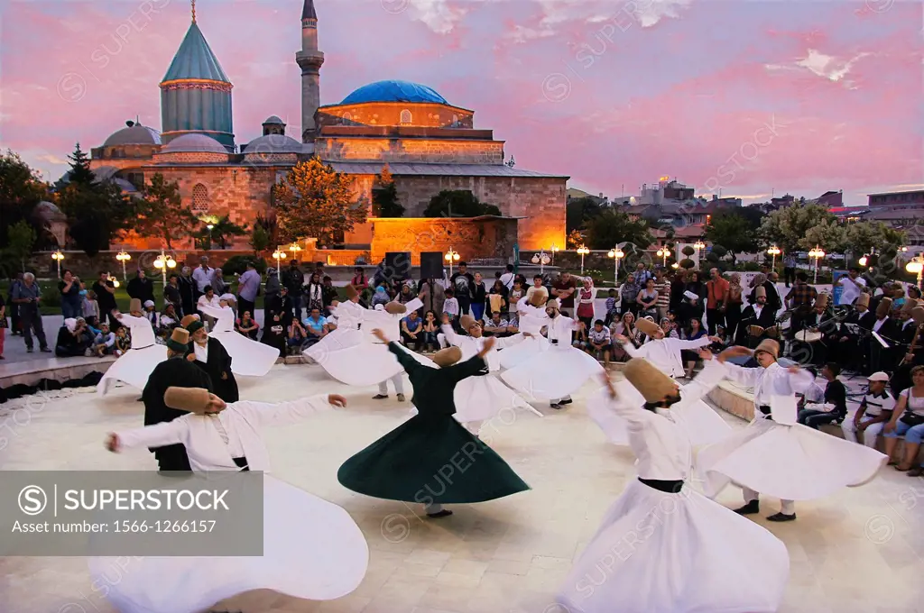 Mystic dance performed within the Sama worship ceremony by the Sufi Dervishes, Konya, Anatolia, Turkey