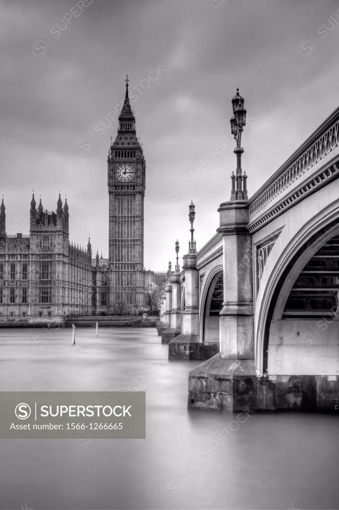 Westminster Bridge, Big Ben and The Houses of Parliament, London, England