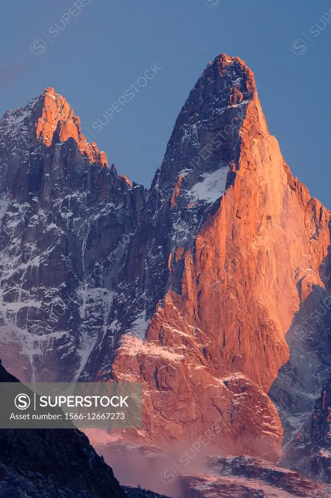 Sunset in montain, French Alps, Savoie, France, Europe.