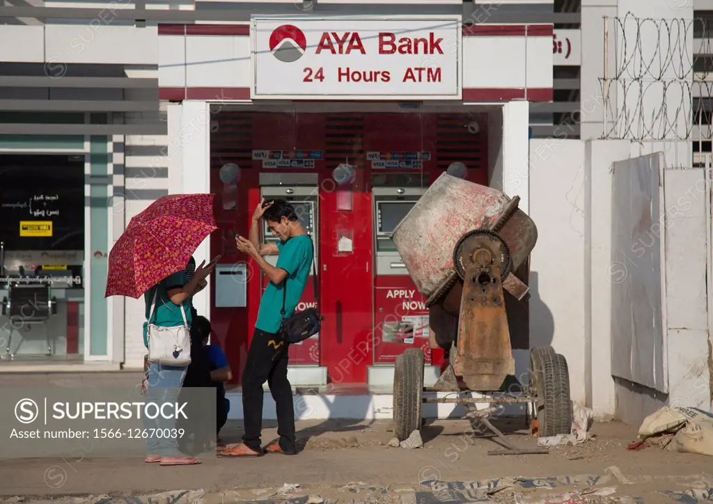 An Aya Bank Atm Machine, Yangon, Myanmar.