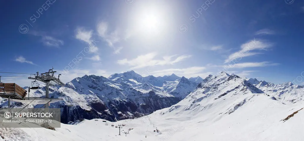 Skiing in Zinal in the Swiss Alps.