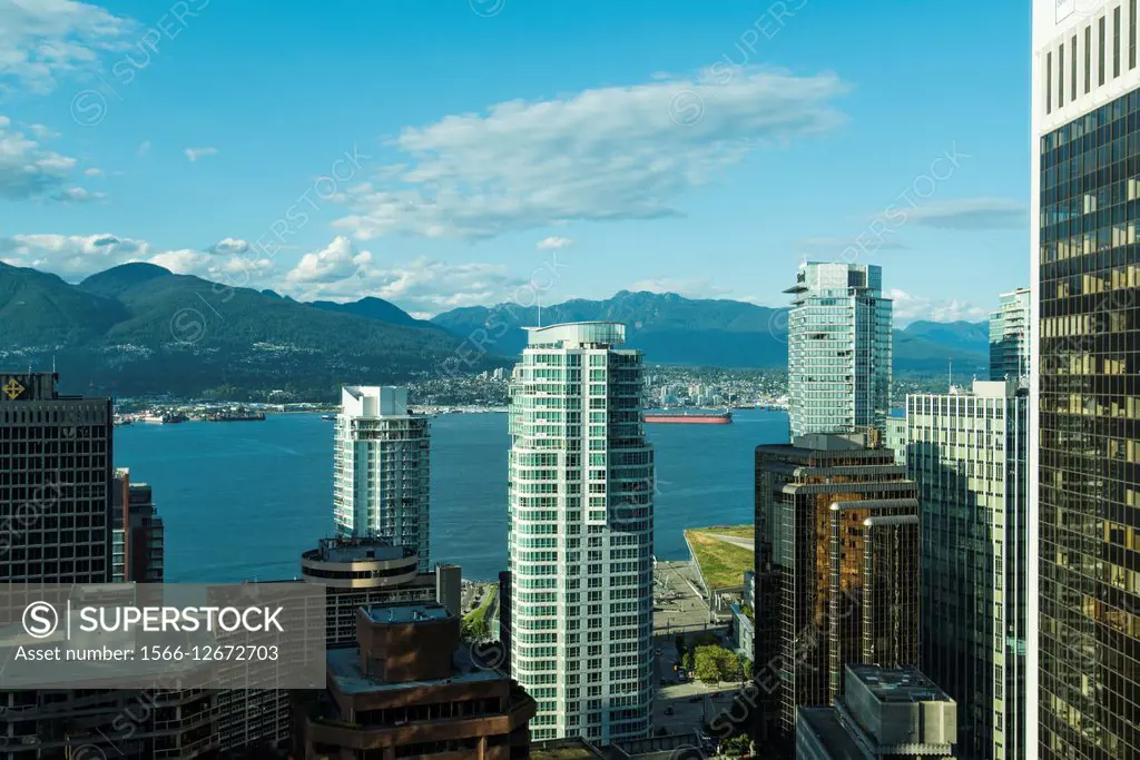24th floor view of downtown Vancouver, BC, Canada.