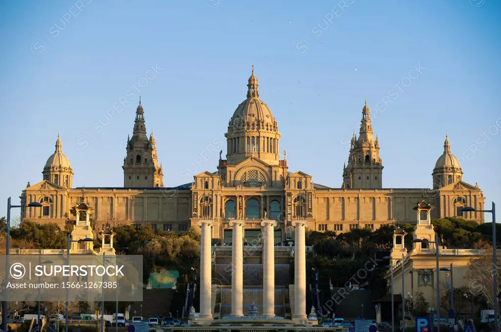 View of Montjuic, MNAC museum palace, Barcelona