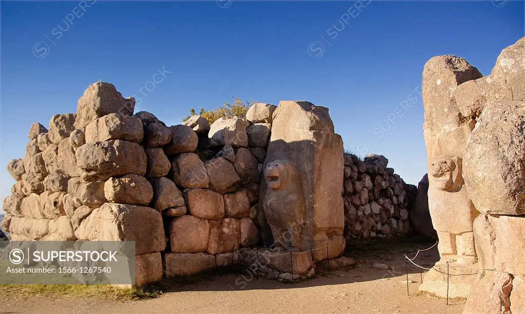 Lion´s Gate in the walls of Hattusa, capital of the Hittite Empire in the late Bronze Age, Bogazkale, Turkey