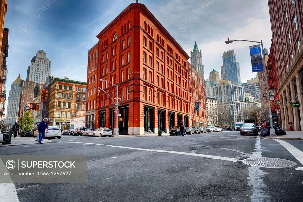 Looking South from the Intersection of Hudson and Duane Streets, Tribeca, Manhattan, New York City
