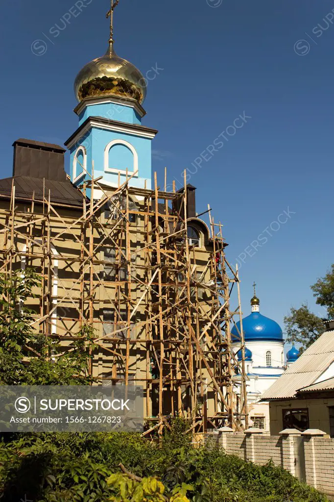 Scaffolding at Mychaylivska Church, Zhytomyr Ukraine. Europe