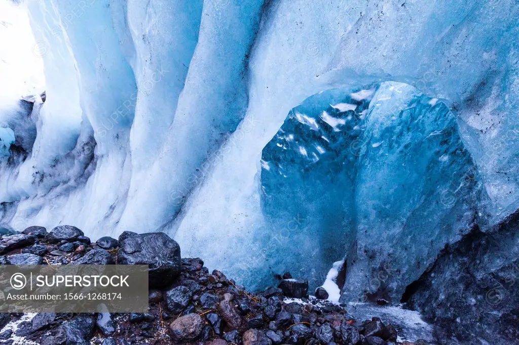 Ice cave, Skaftafell National Park, Southern Iceland, Iceland, Europe.