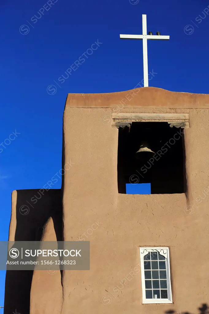 The adobe church of San Miguel Mission the oldest church in the Unite State. Santa Fe. New Mexico. USA.