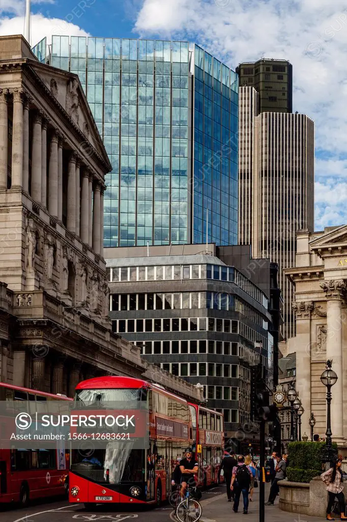 The Bank of England and City of London, London, England.