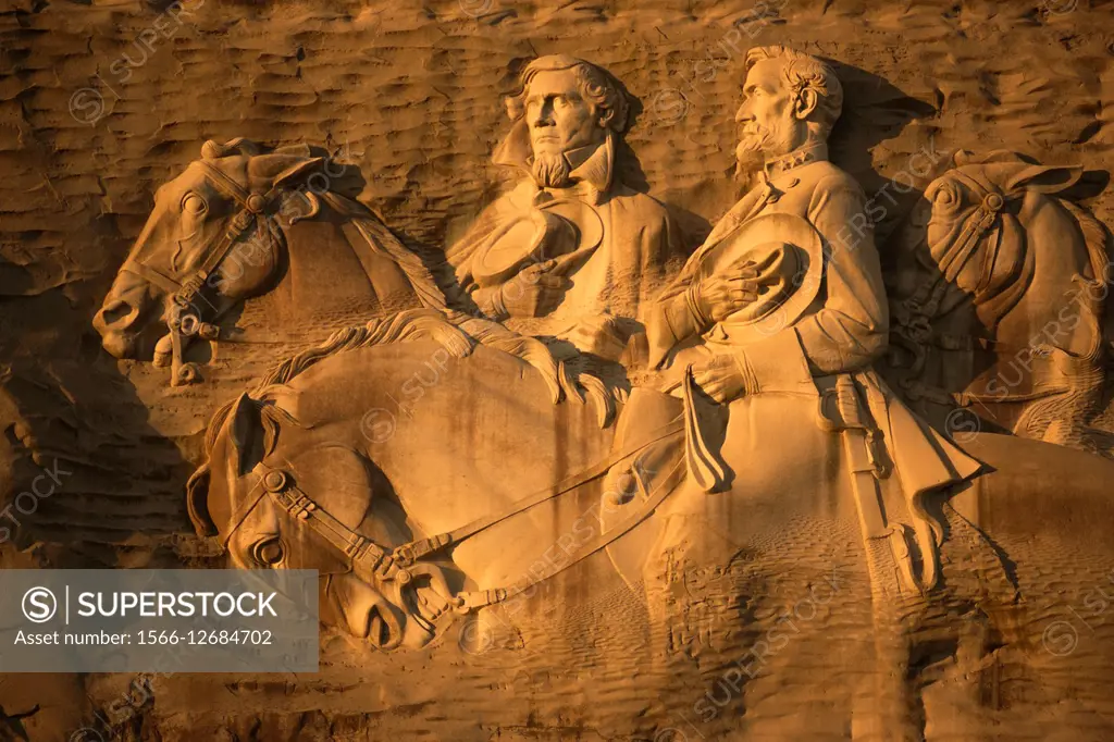 Bas Relief Carving Of Confederate American Civil War Leaders Stone Mountain State Park Dekalb County Georgia Usa.