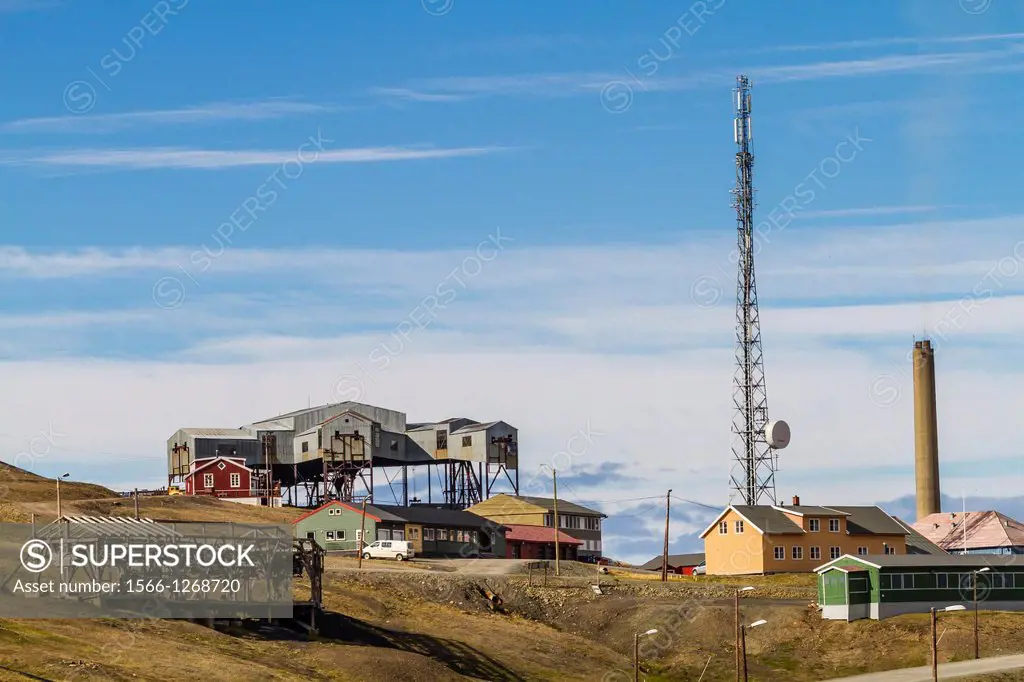 A view of coal mining in Longyearbyen, Spitsbergen Island, Svalbard Archipelago, Norway.