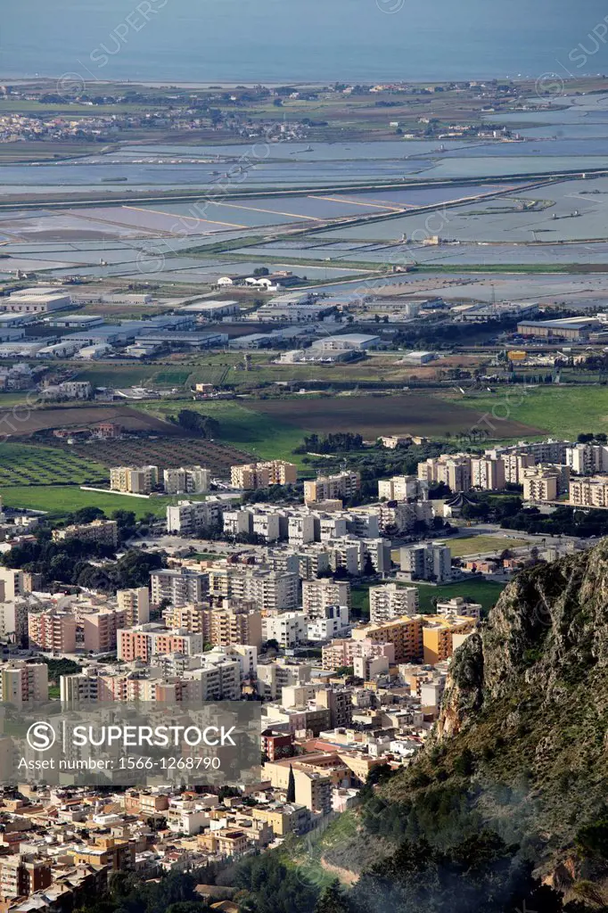View of Trapani from Erice mount, Sicily, Italy