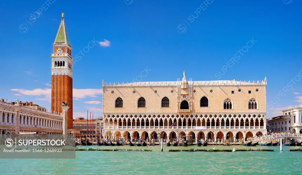 Venice - view from Canal Grande (Grand Canal) of Palazzo Ducale (Doge's Palace), Venice, Italy, UNESCO.