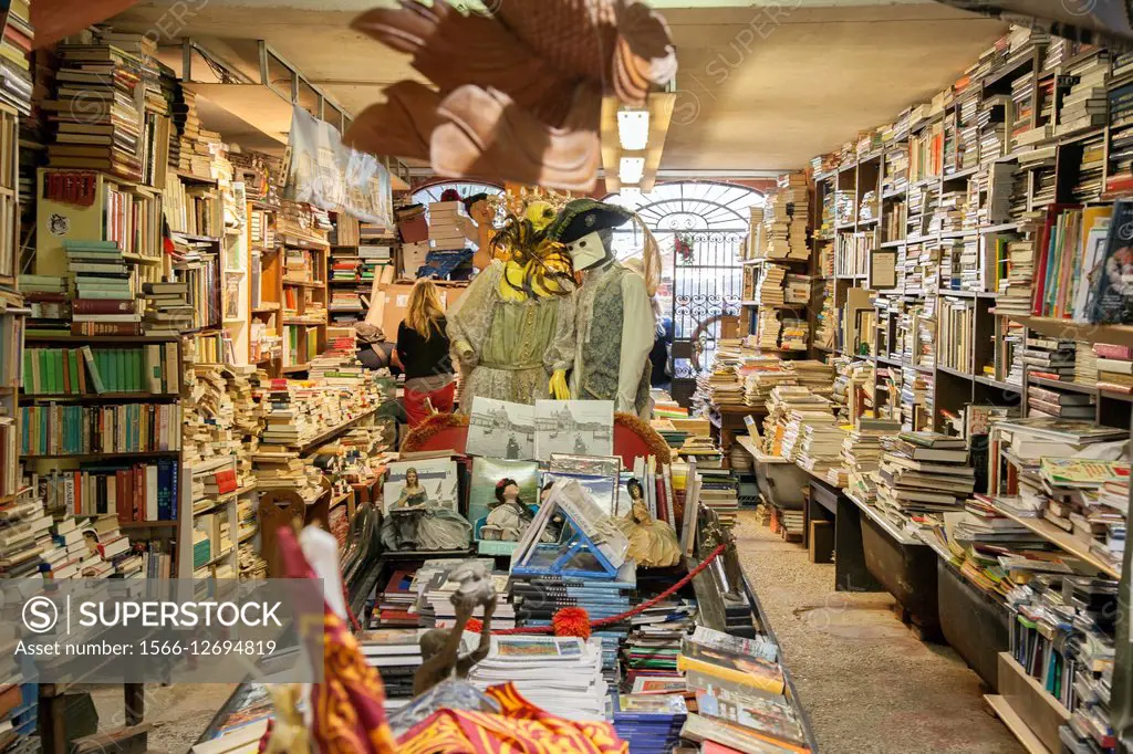 Acqua Alta Bookshop, Venice, Italy.