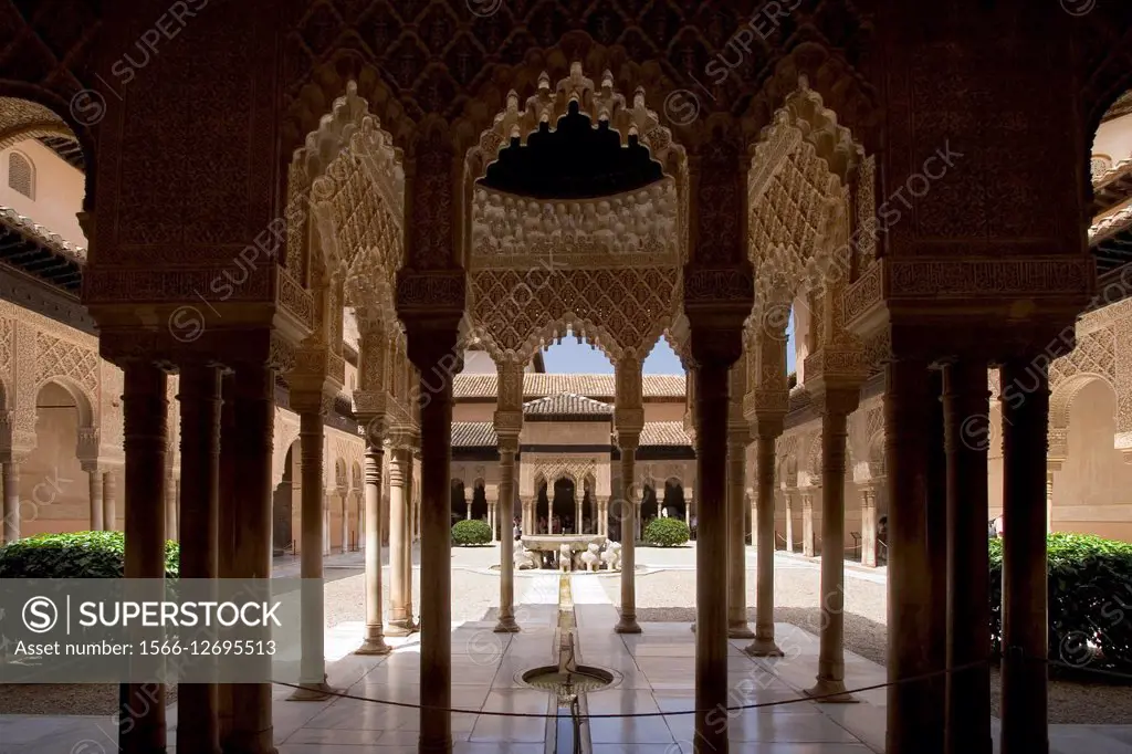 Patio de los Leones, La Alhambra, Granada, Spain.