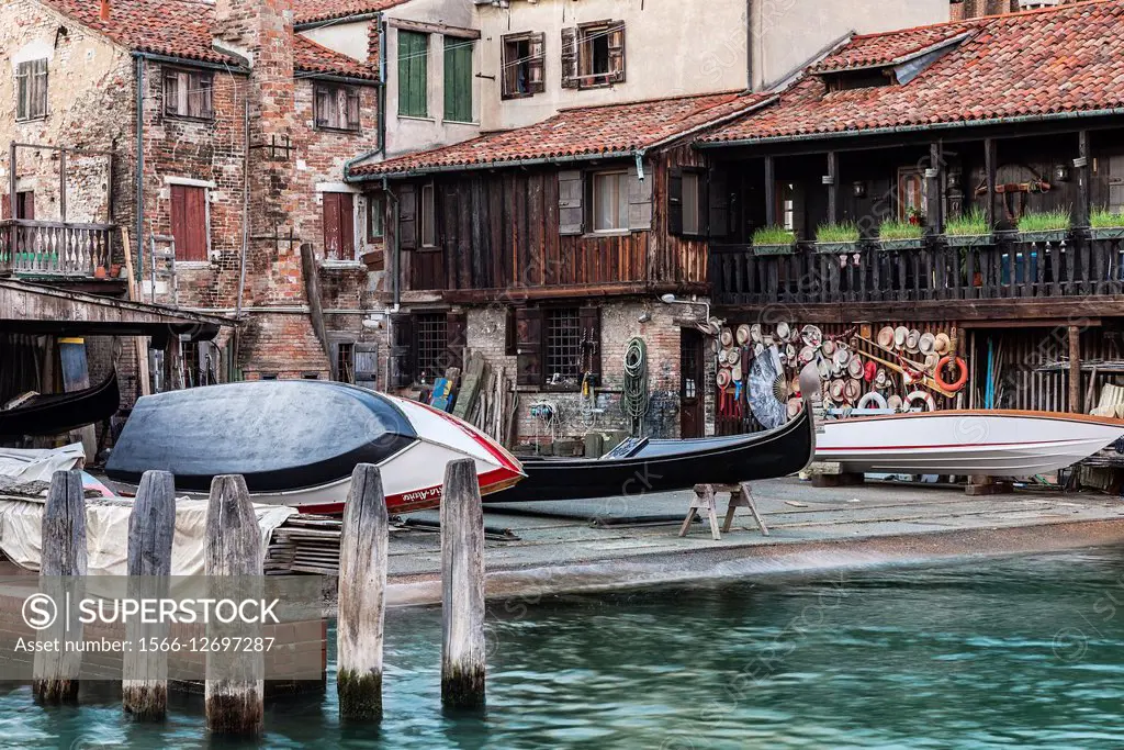 The squero di San Trovaso gondola boatyard, Venice, Italy.