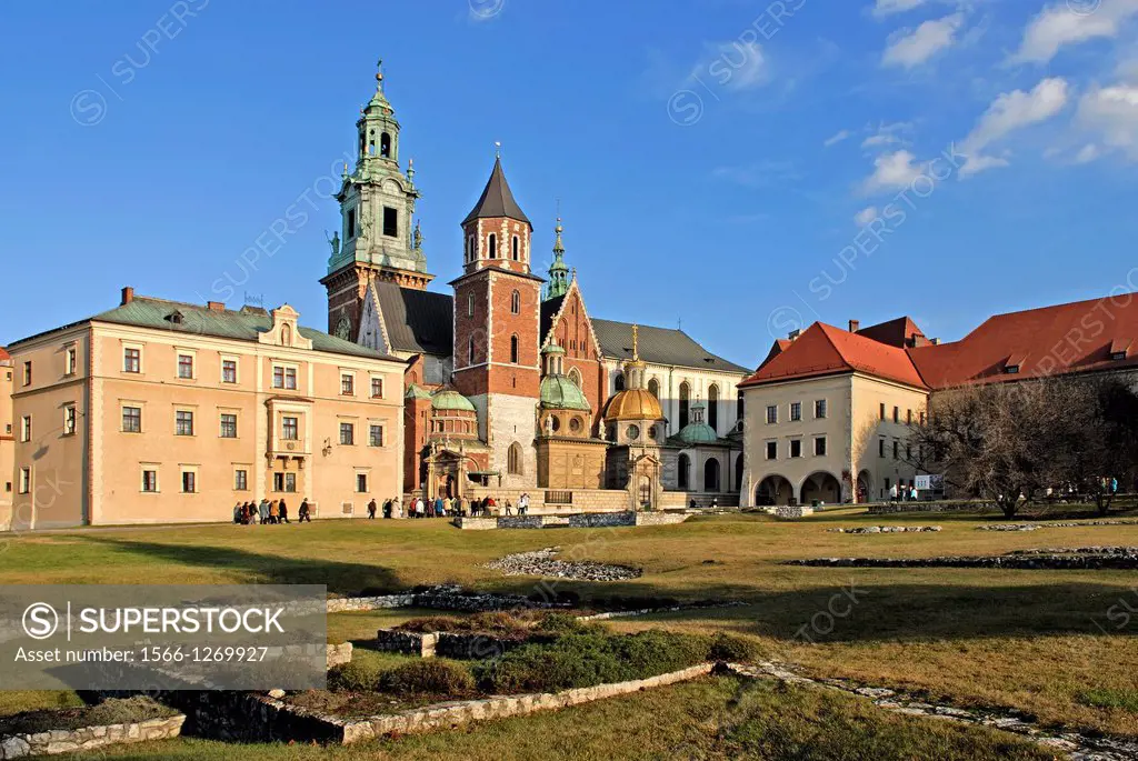 Southern side of Wawel Cathedral, Krakow, Poland, Central Europe