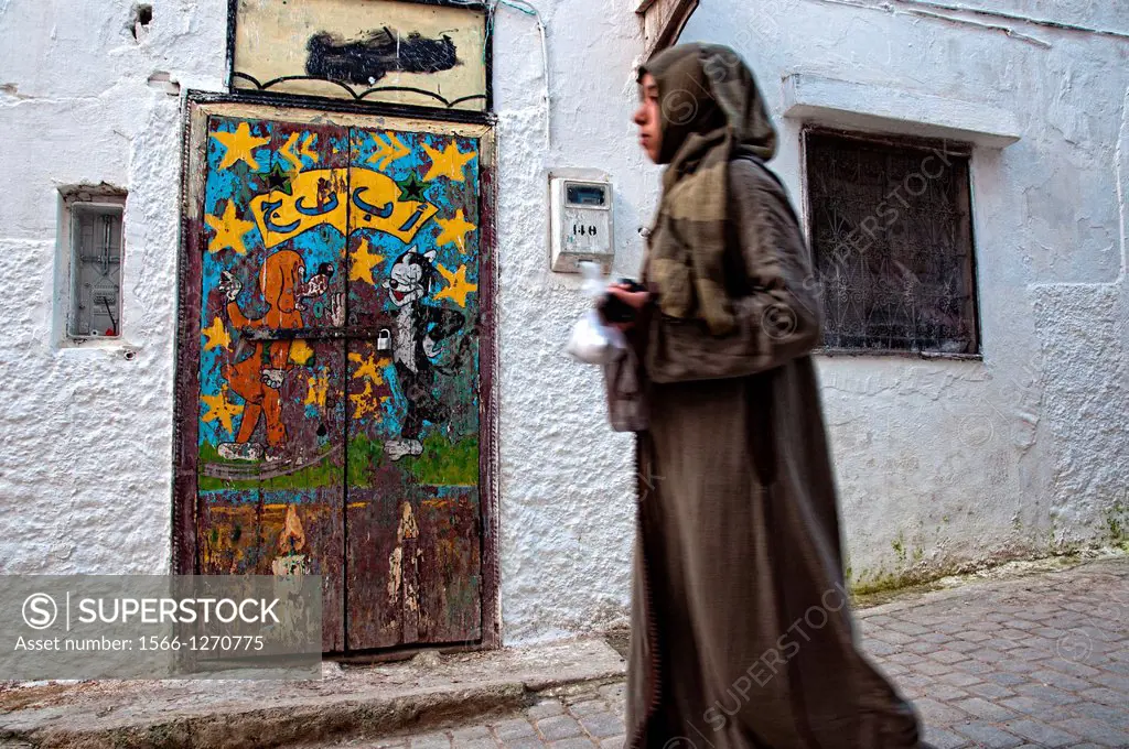 Young woman in the streets of Moulay Idriss  Morocco