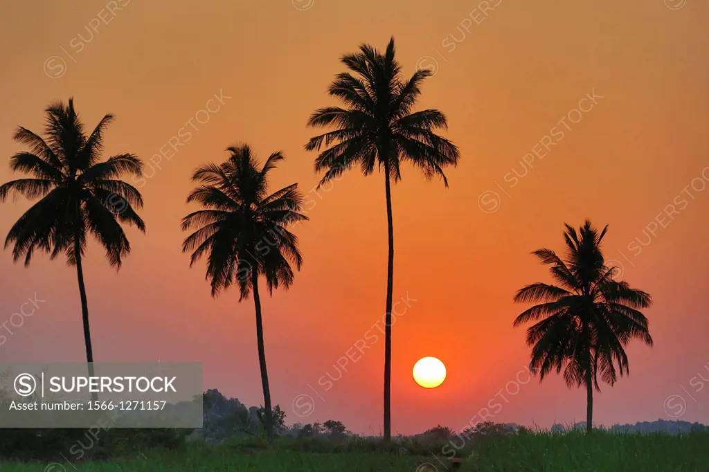 India , Karnataka State, Hampi City , sunset
