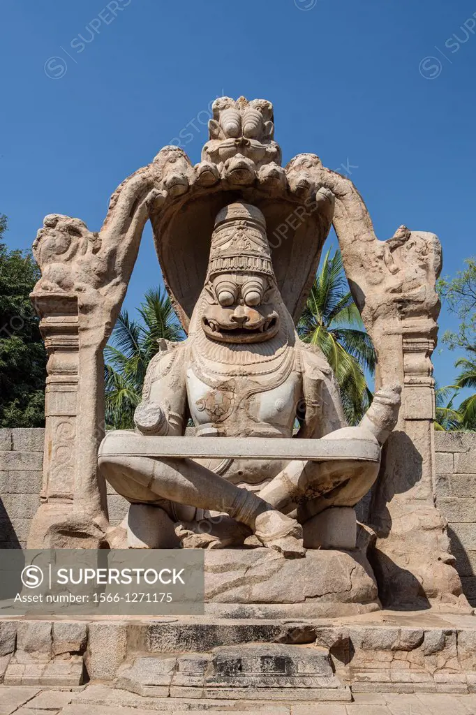 India , Karnataka State, Hampi City ,ruins of Vijayanagar City XV century , (W.H.), Lakshmi Narisimha Temple