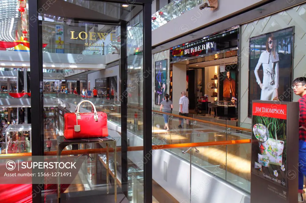 Singapore, The Shoppes at Marina Bay Sands, shops, shopping, front, entrance, Burberry, Loewe, women's, handbag, fashion,