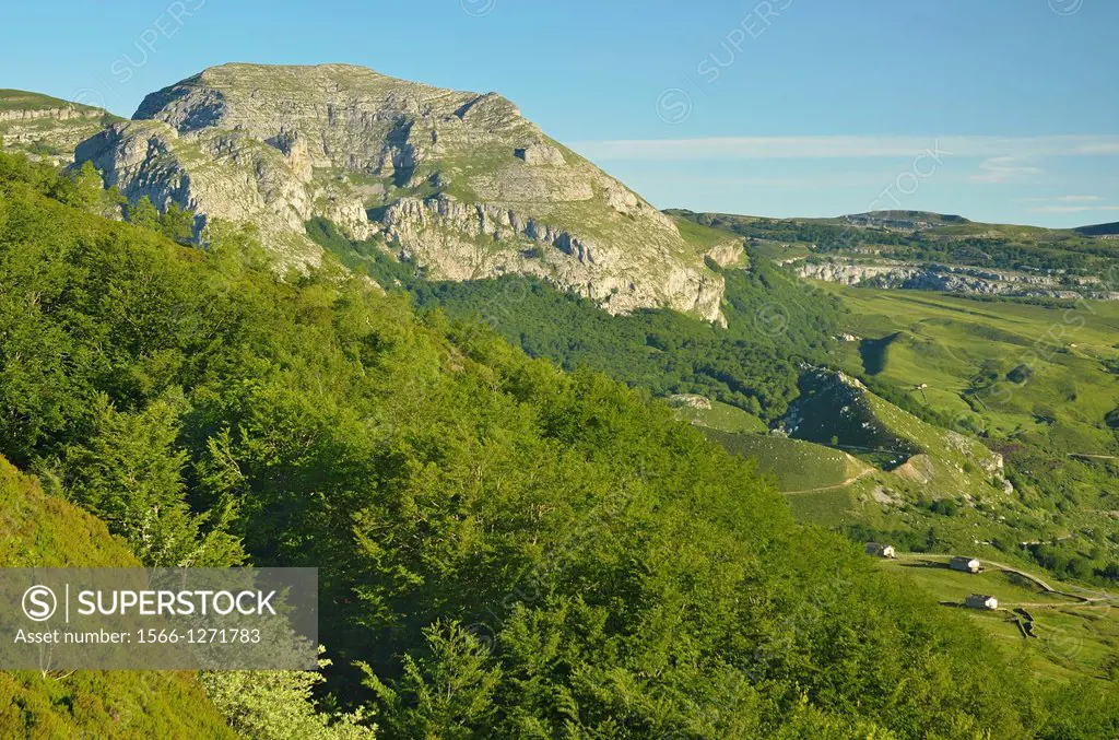 View of Collados de Asón Natural Park from Portillo de Sia, Cantabria, Spain
